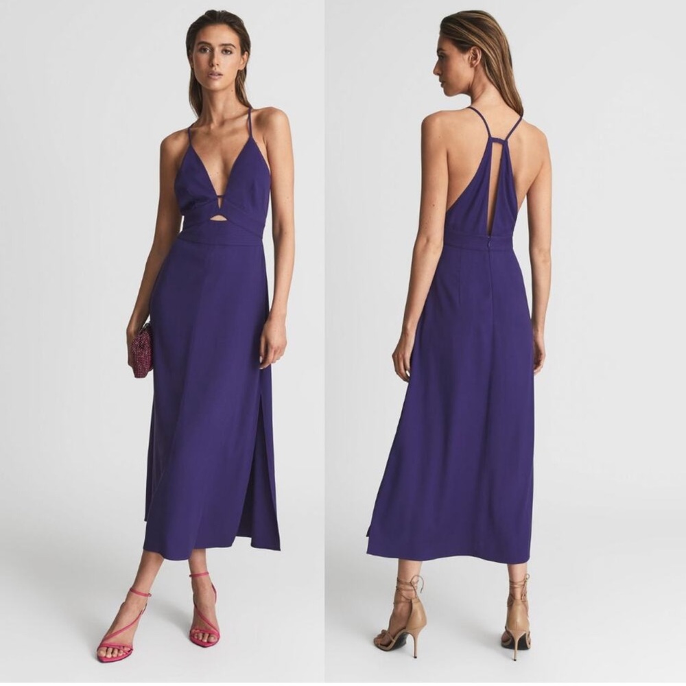Reiss Purple Strappy Midi Dress